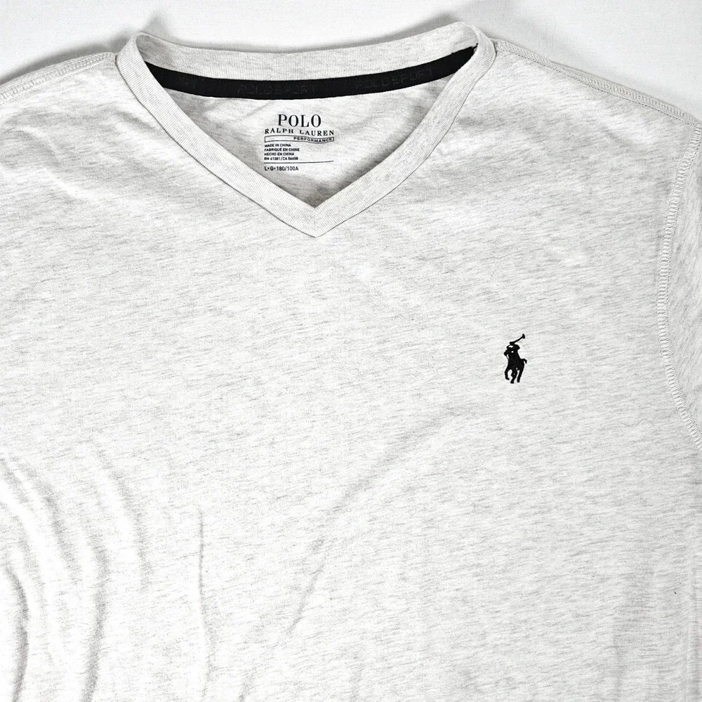 Polo Ralph Lauren Performance Mens V-Neck T-Shirt Gray Heather Large L